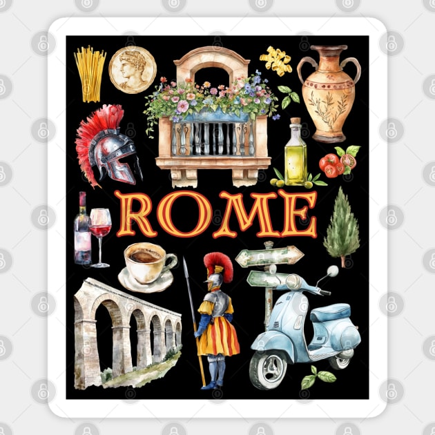 Rome Italy Vintage Travel Collage Design Sticker by TuncGK